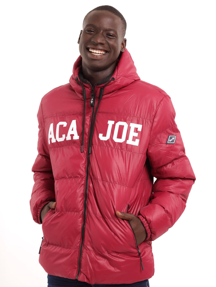 Men's Irridescent Puffer Jacket - Maroon