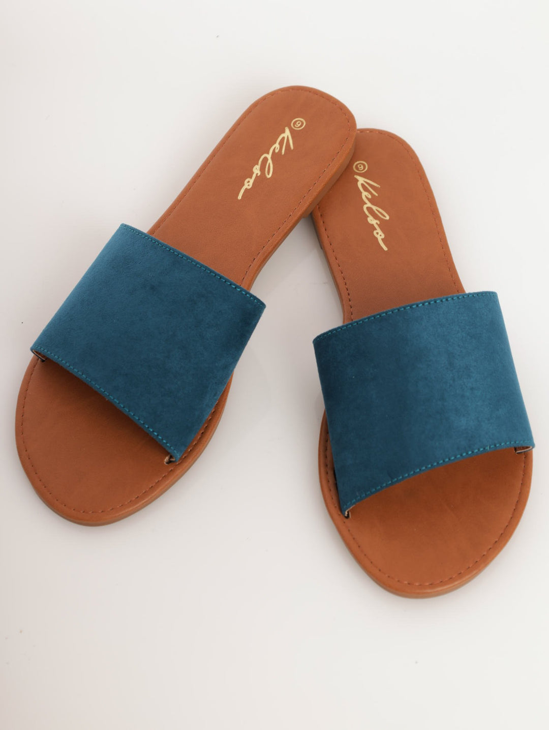 Ladies Push-In Thick Vamp Mule Sandal - Blue