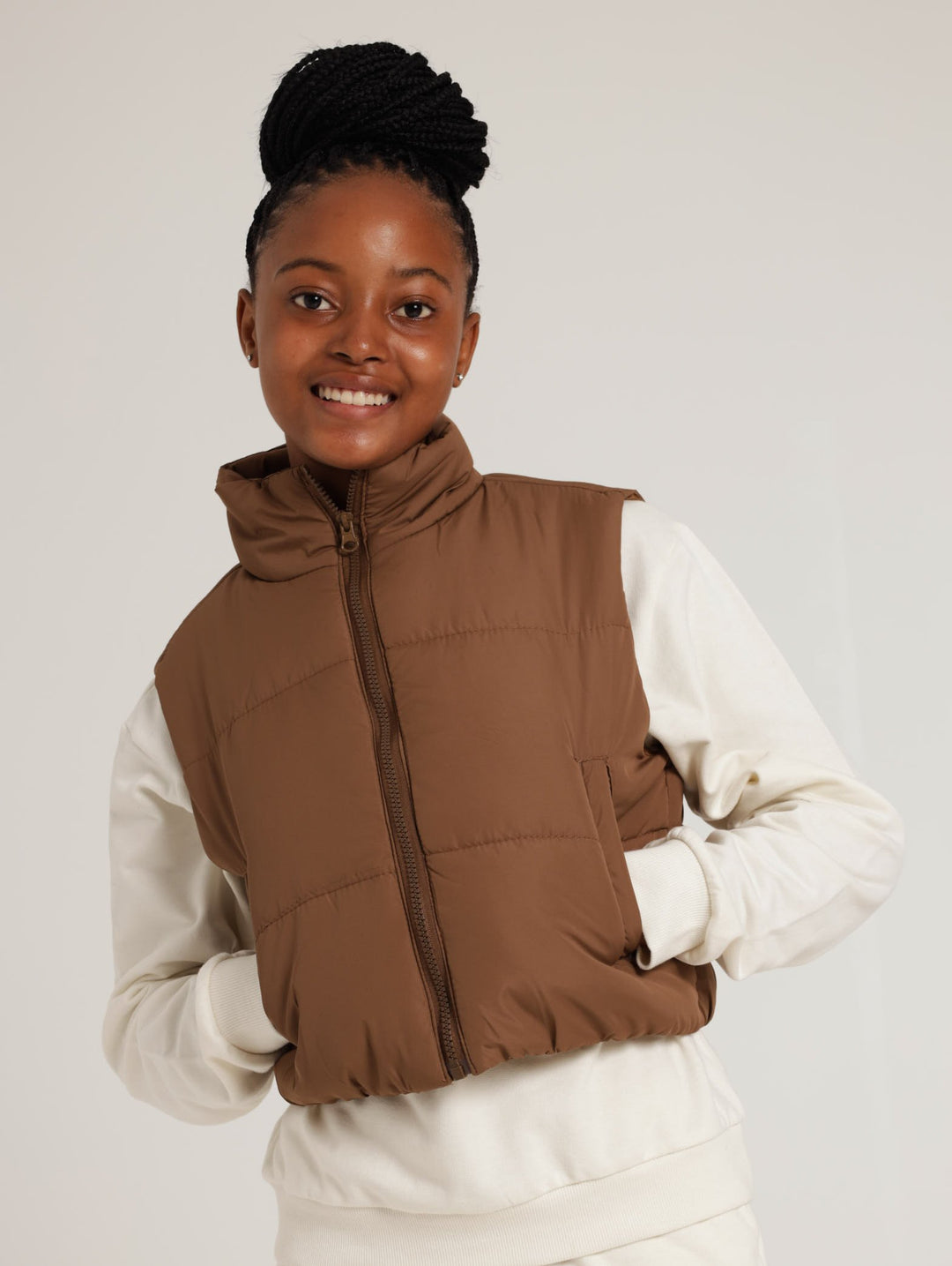 Gillet Puffer Jacket - Brown