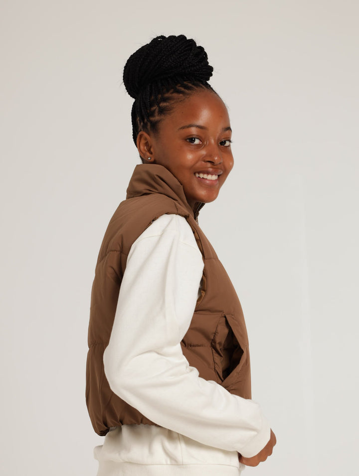 Gillet Puffer Jacket - Brown