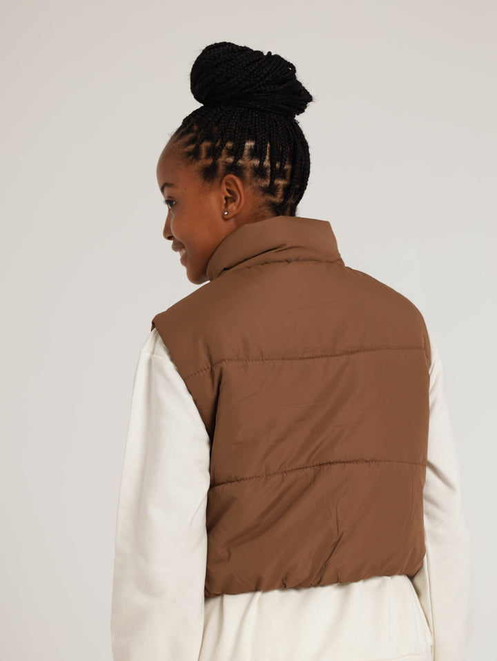 Gillet Puffer Jacket - Brown