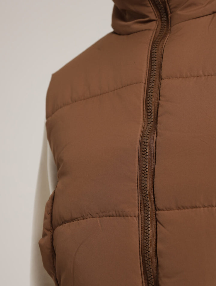 Gillet Puffer Jacket - Brown