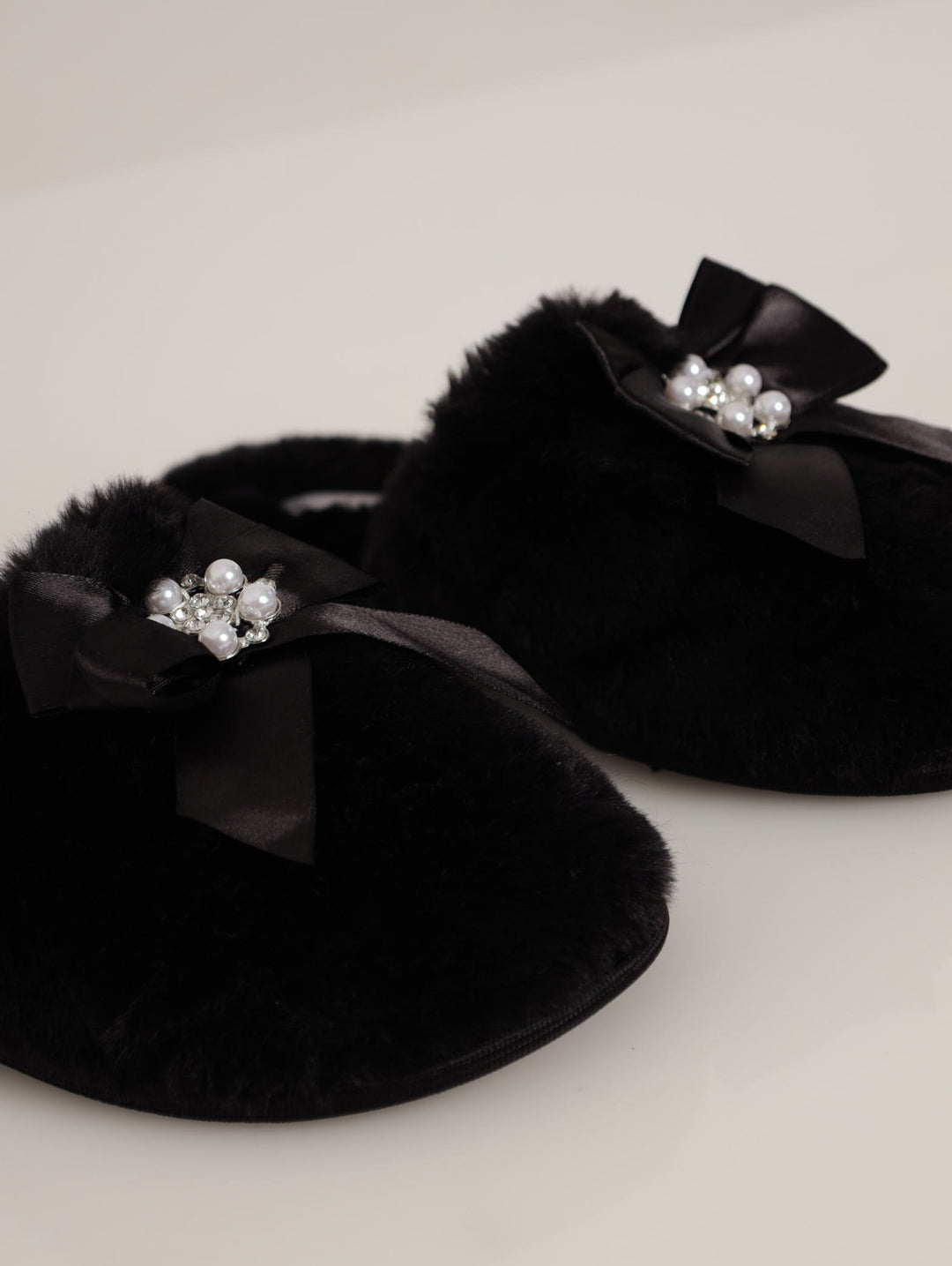 Closed Toe Fur Slipper - Black