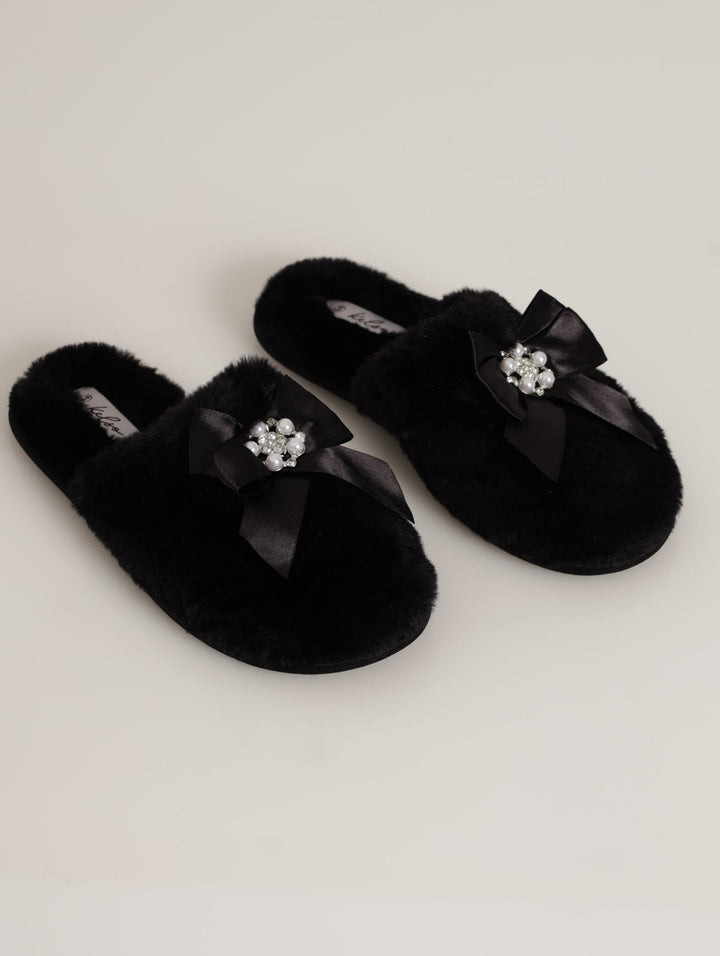 Closed Toe Fur Slipper - Black