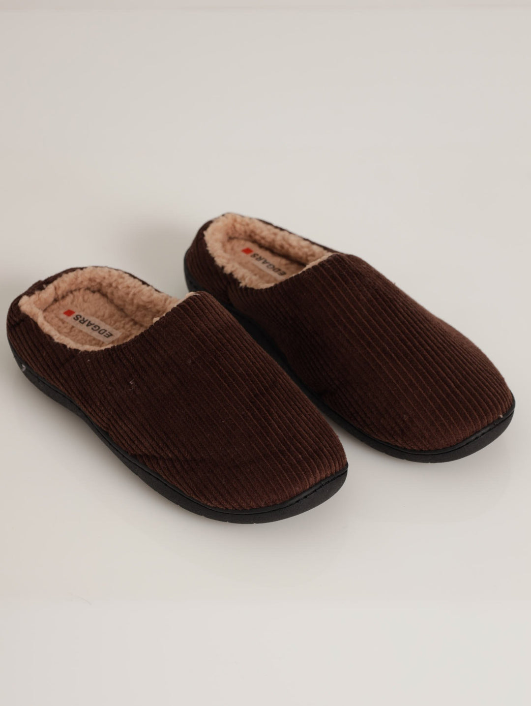 Men's Corduroy Half Open Back Comfort Slipper - Chocolate