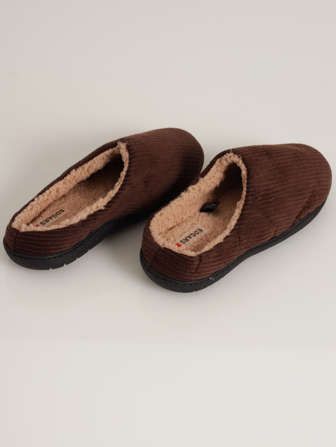 Men's Corduroy Half Open Back Comfort Slipper - Chocolate