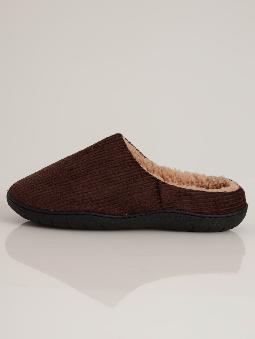 Men's Corduroy Half Open Back Comfort Slipper - Chocolate