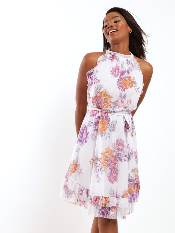 Ladies Halter Neck Mesh Maxi Dress