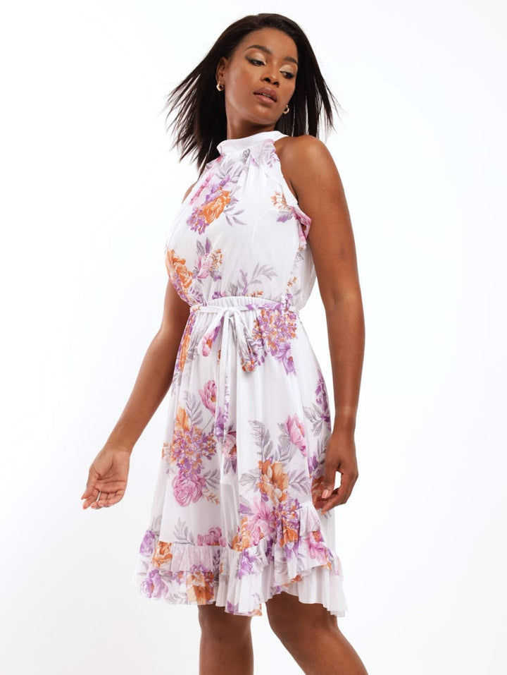 Ladies Halter Neck Mesh Maxi Dress