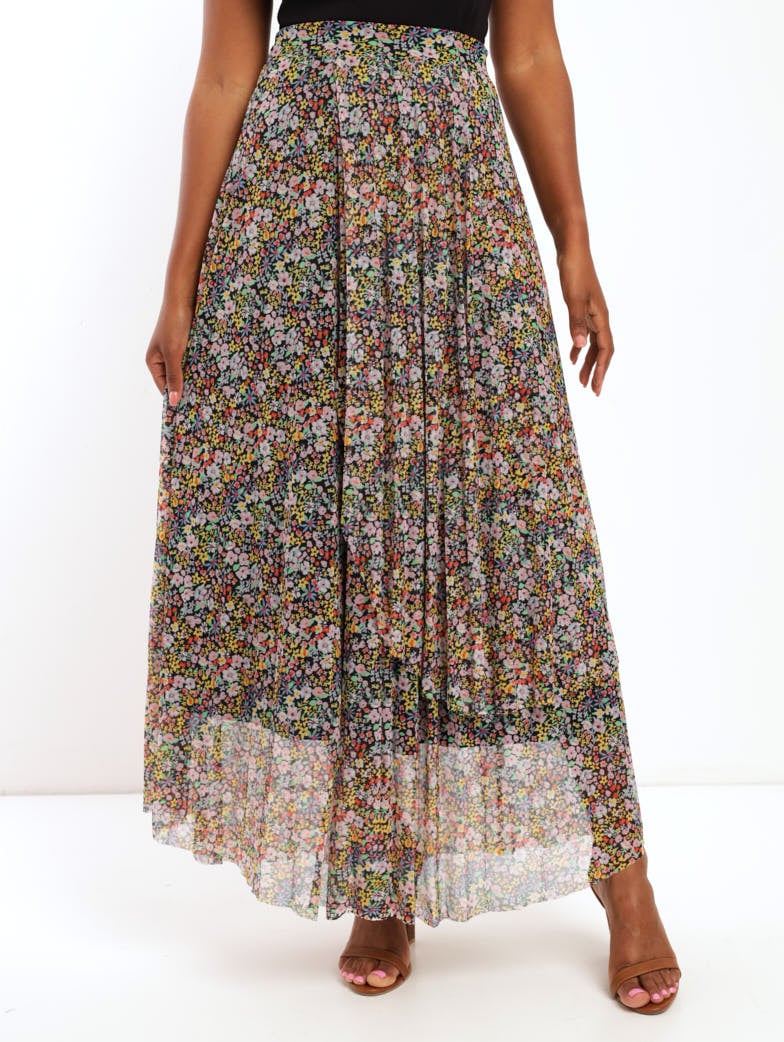 Ladies Printed Pleated Wrap Mesh Skirt