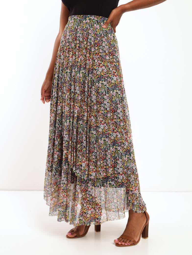 Ladies Printed Pleated Wrap Mesh Skirt