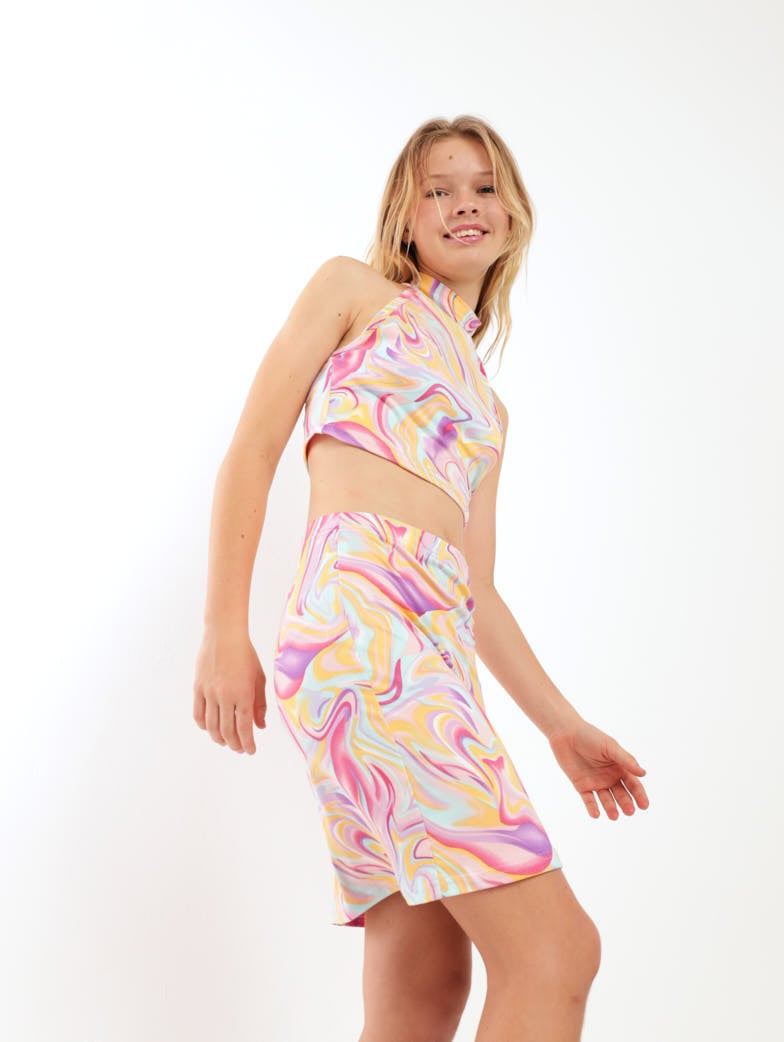 Girls Marble Dty Mini Skirt - Pink