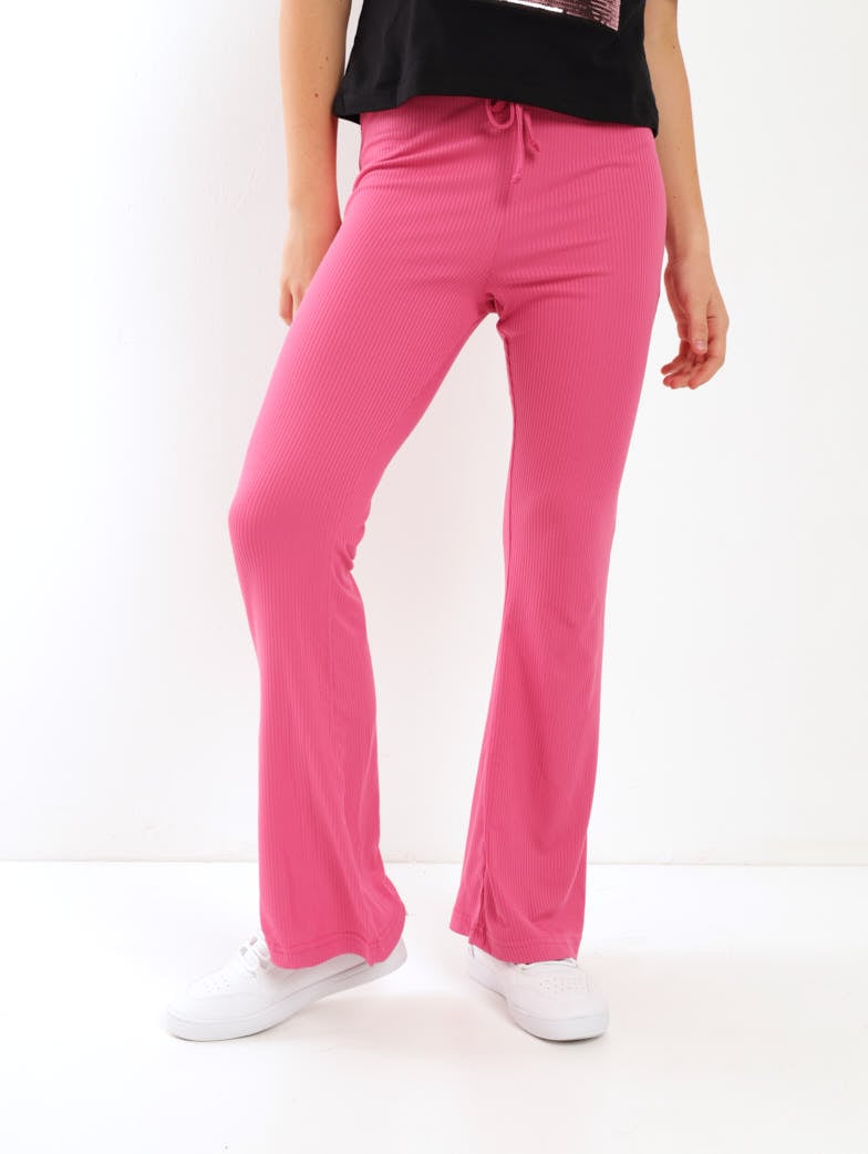 Girls Flare Rib Pant - Pink