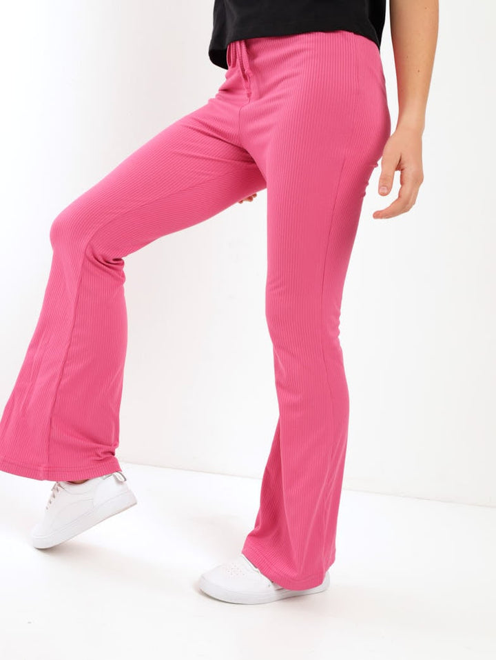 Girls Flare Rib Pant - Pink