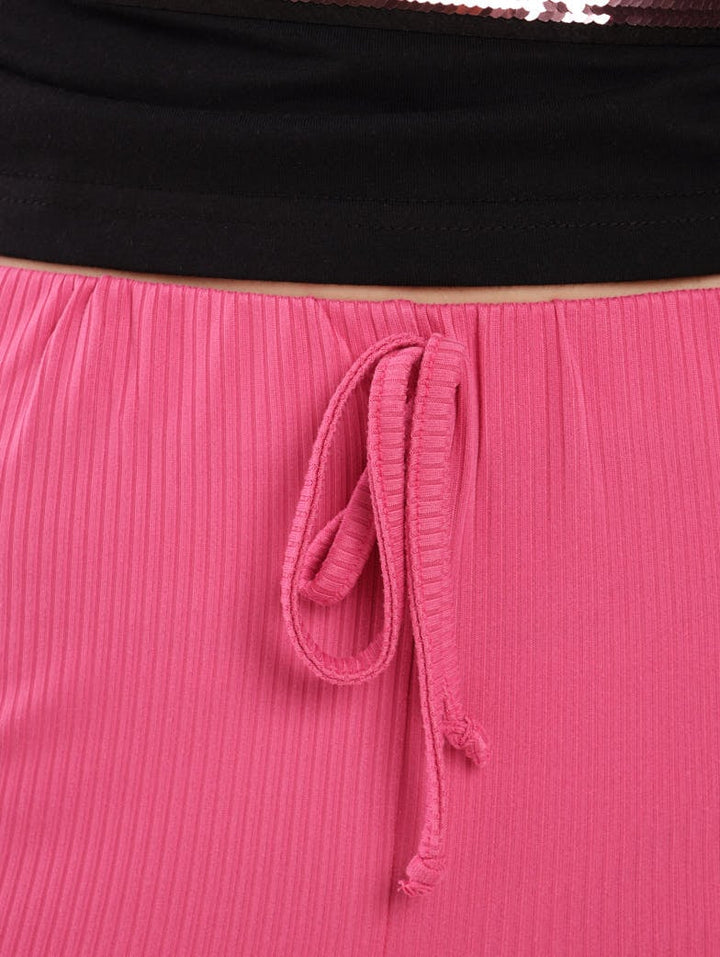 Girls Flare Rib Pant - Pink