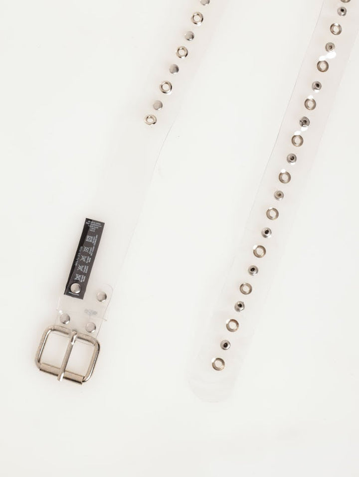Ladies Vinyl Belt With Silver Studs - Clear