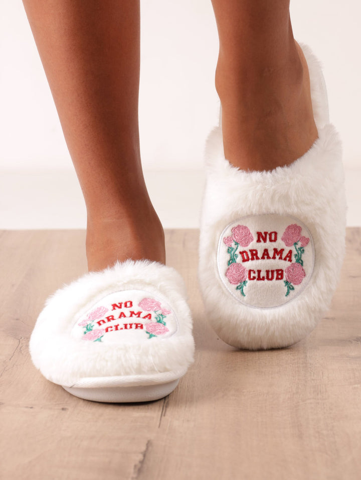 Ladies No Drama Club Closed Toe Slipper - White