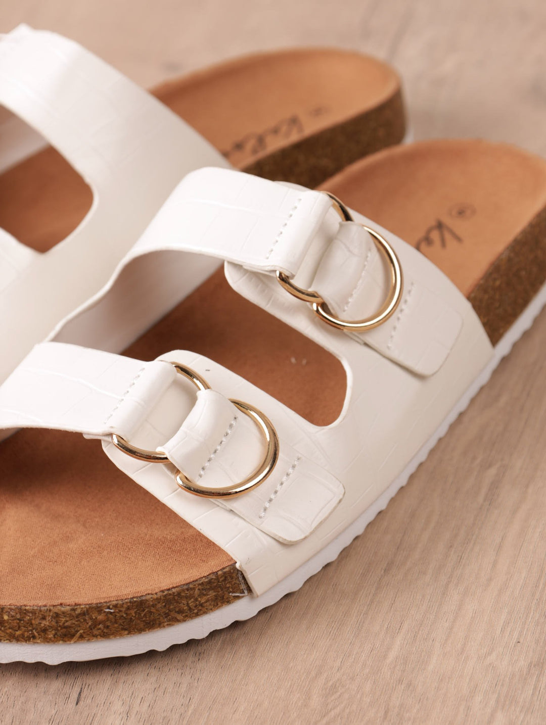 Ladies Double Strap D-Ring Sandal - White