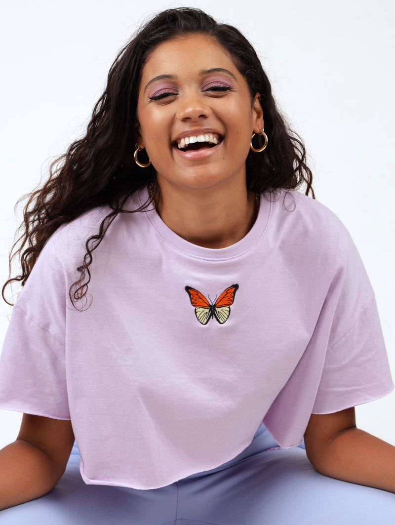 Ladies Butterfly Boxy Tee - Pink