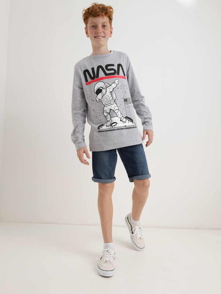 Boys NASA Long Sleeve Top - Grey Melange
