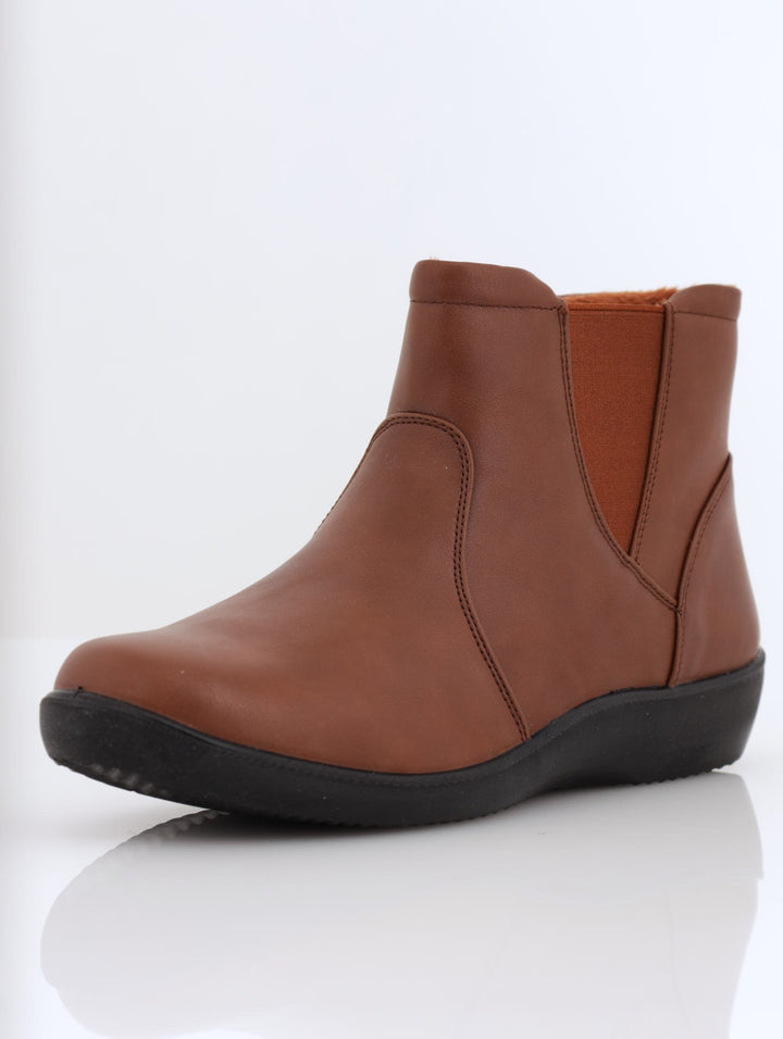Ladies Soft Style Yukino Side Elastic Gusset Ankle Boot - Brown