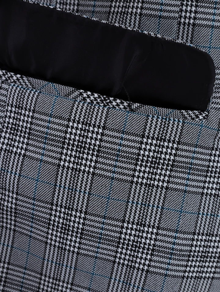 Men's Monochrome Check Blazer - Blue/Black