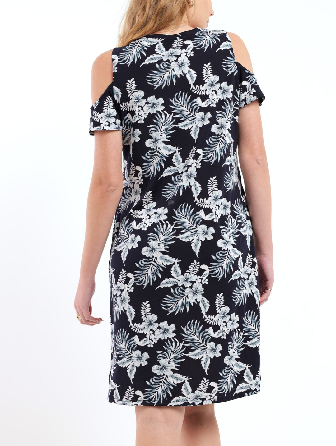 Ladies Printed Cold Shoulder Dress