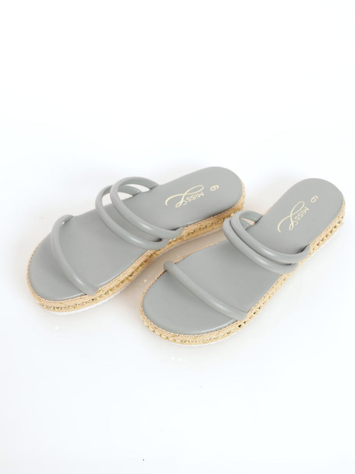 Ladies Tubular Strappy Platform Mule Sandal - Sage