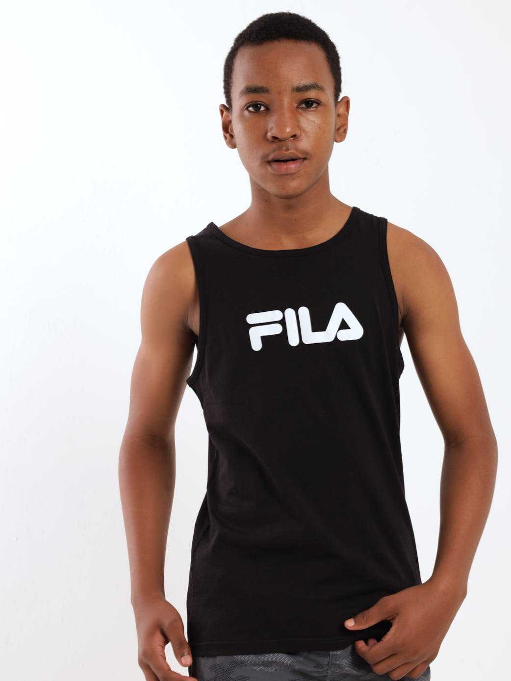 Boys Mono Deckle Tank Top - Black