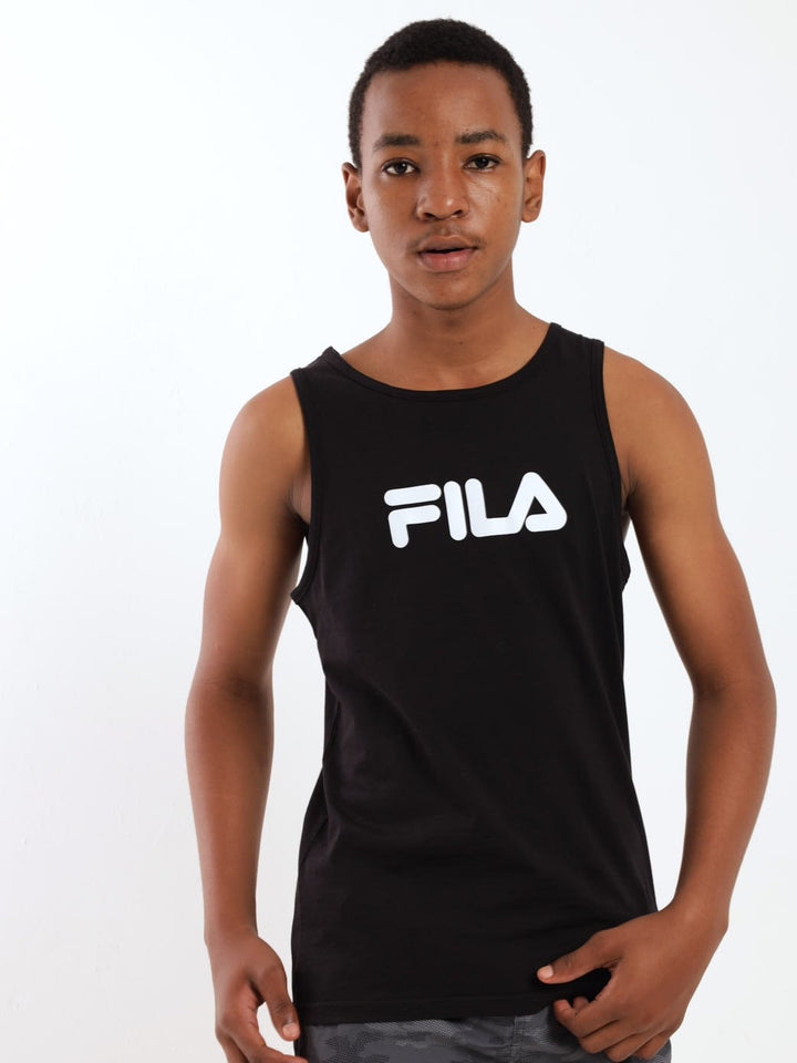 Boys Mono Deckle Tank Top - Black