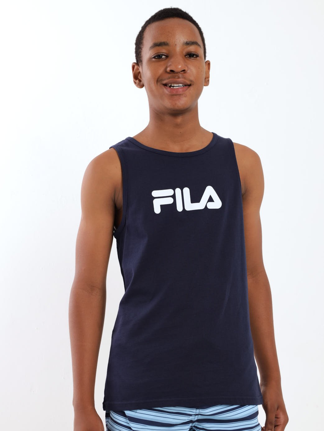 Boys Mono Deckle Tank Top - Navy