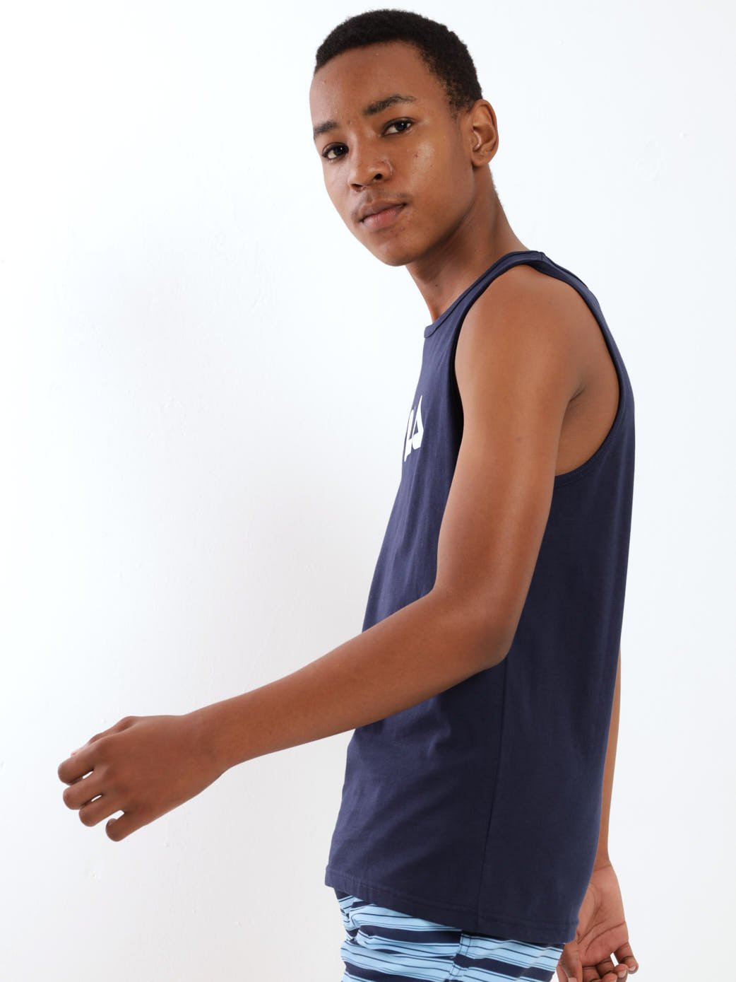 Boys Mono Deckle Tank Top - Navy