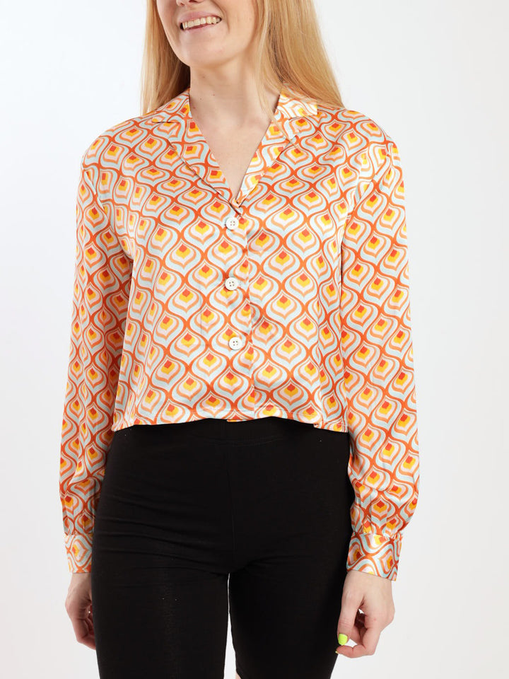 Ladies Geo Satin Shirt