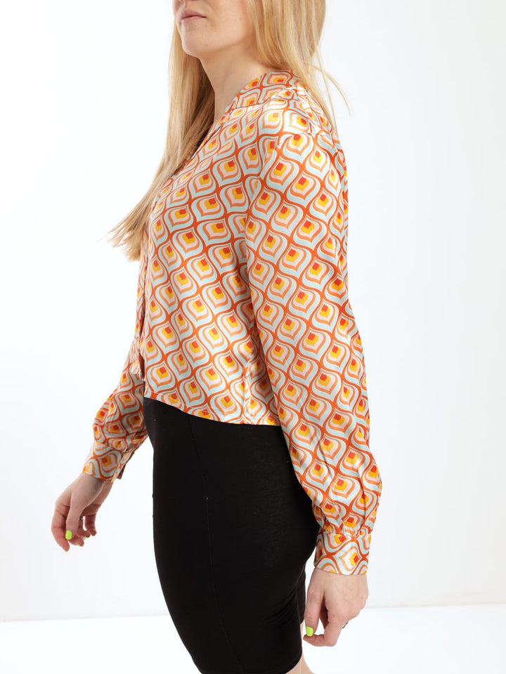 Ladies Geo Satin Shirt