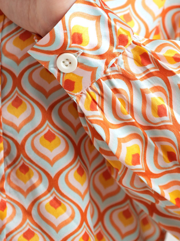Ladies Geo Satin Shirt