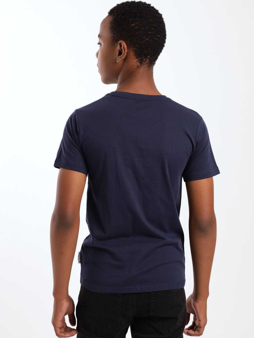 Boys Short Sleeve Kenan Denim Printed Tee - Navy