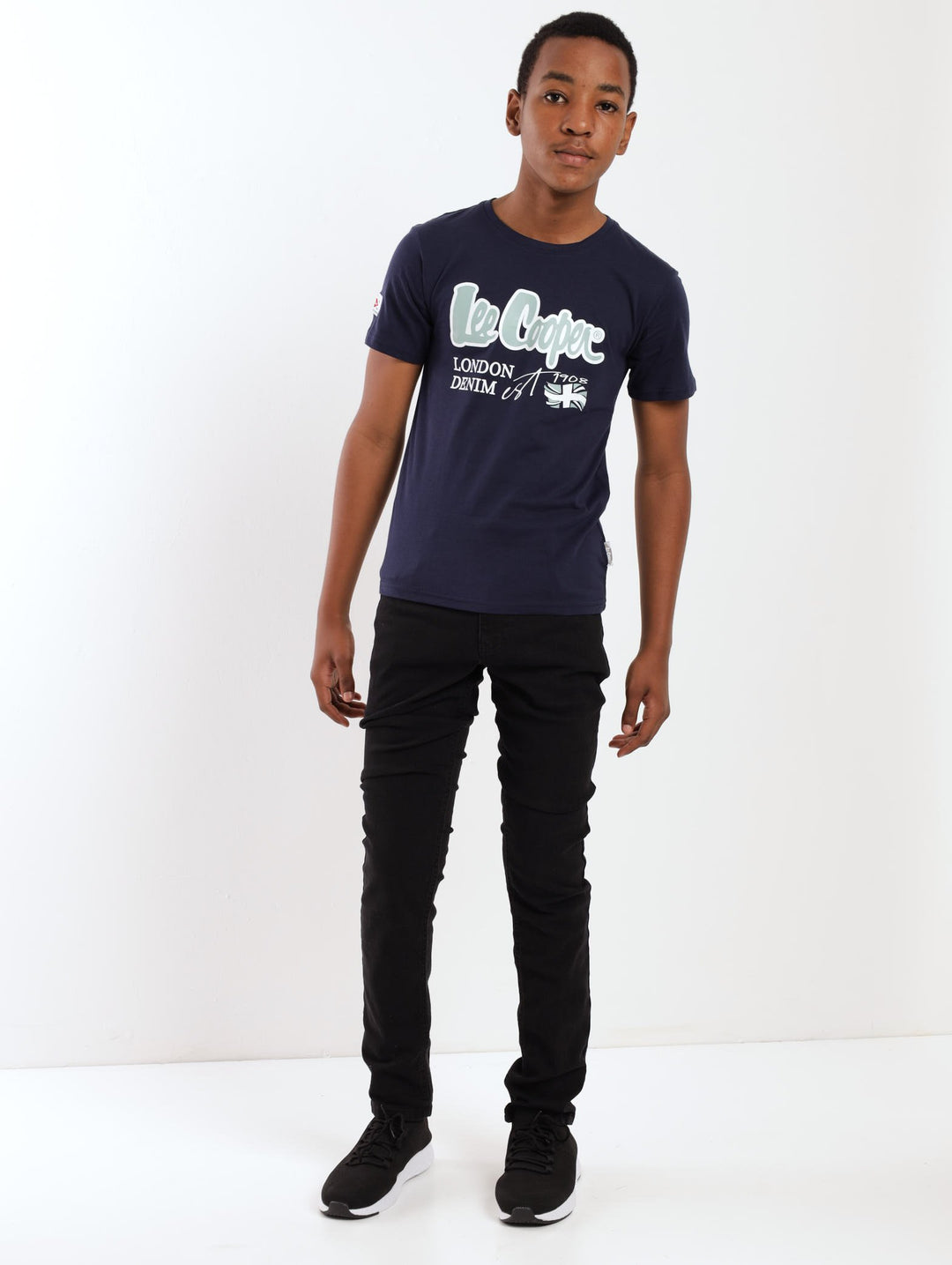 Boys Short Sleeve Eliseo Logo Tee - Navy