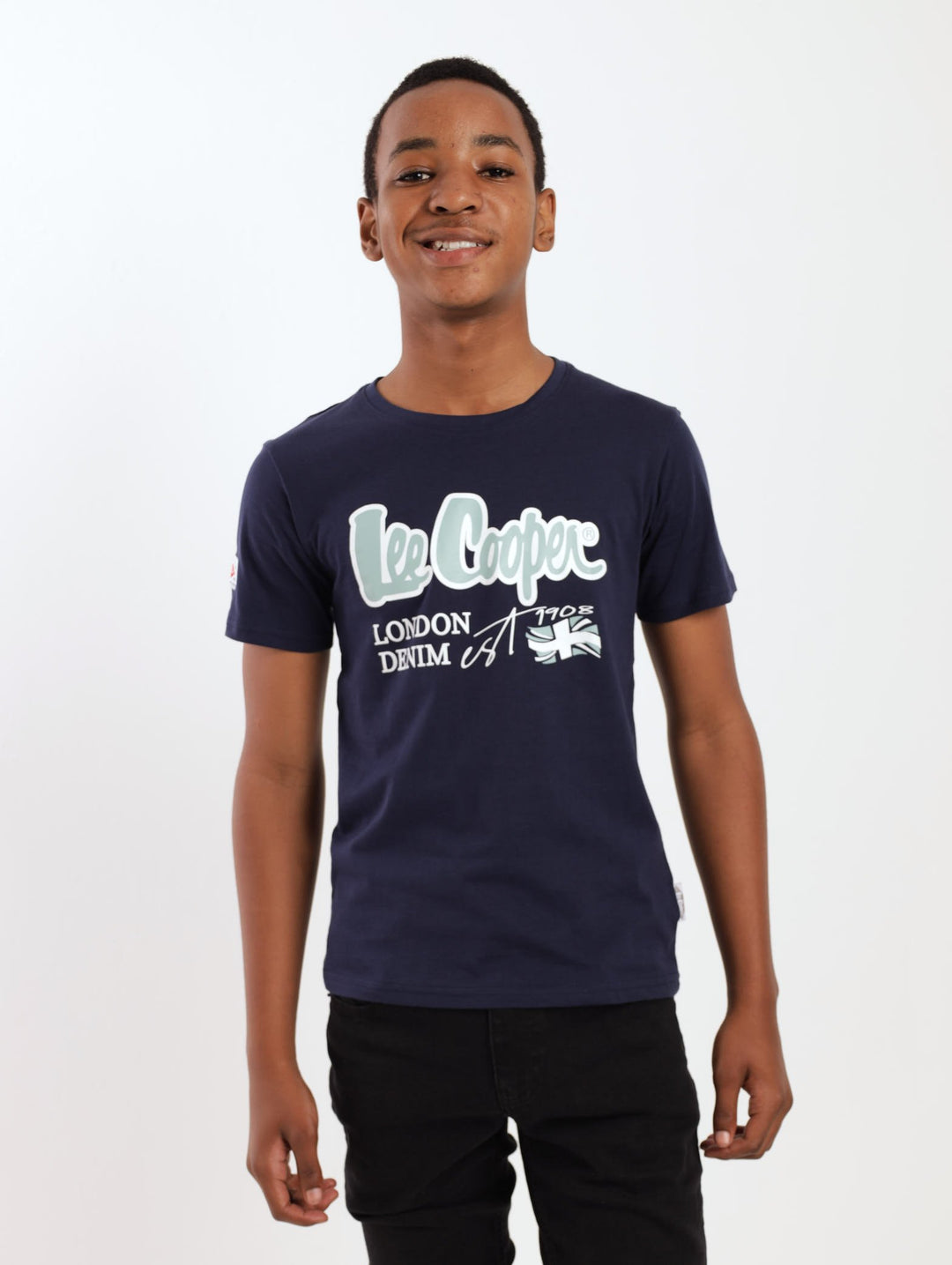 Boys Short Sleeve Eliseo Logo Tee - Navy