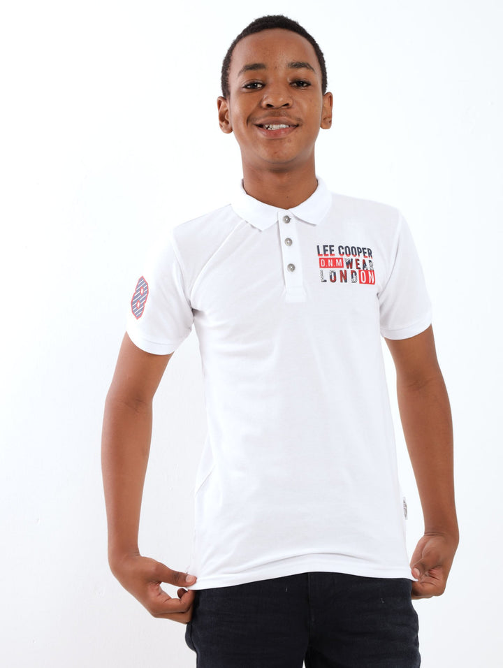 Boys Taylon Printed Golfer - White