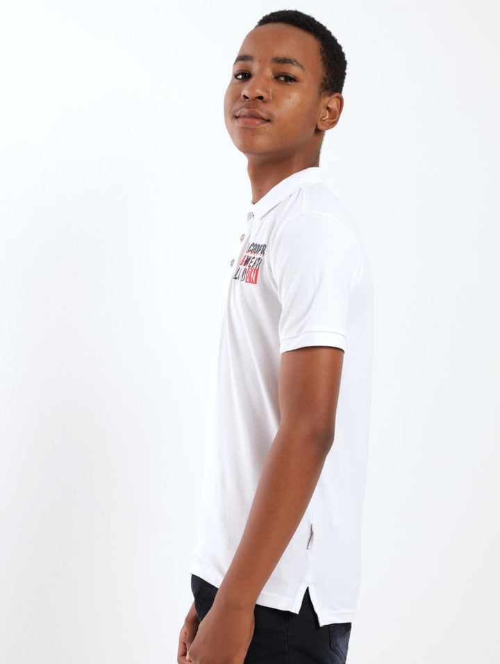 Boys Taylon Printed Golfer - White