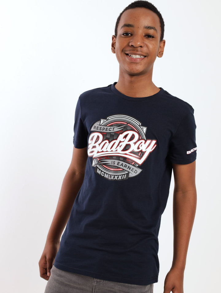 Boys Short Sleeve Bad Boy Tee - Navy