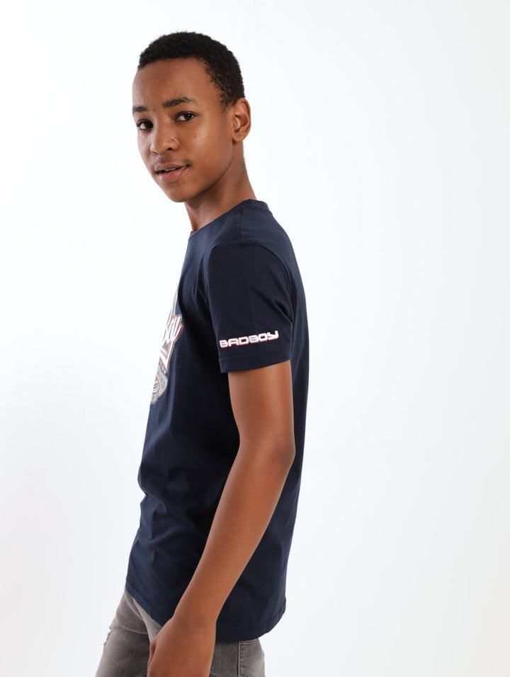 Boys Short Sleeve Bad Boy Tee - Navy