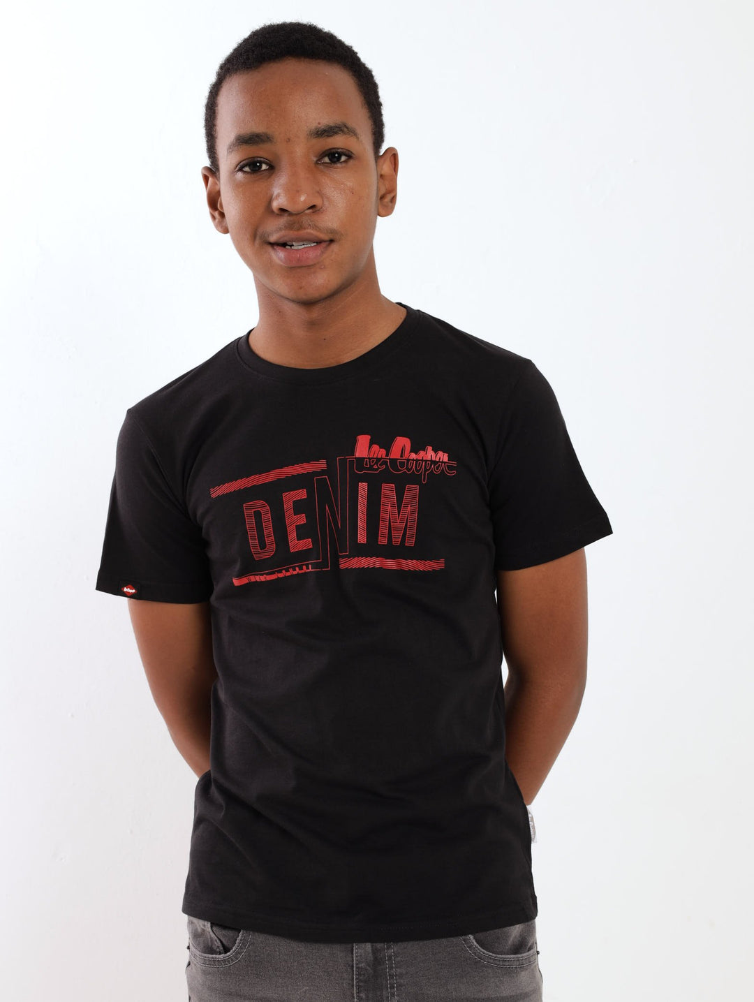 Boys Kenan Denim Printed Tee - Black