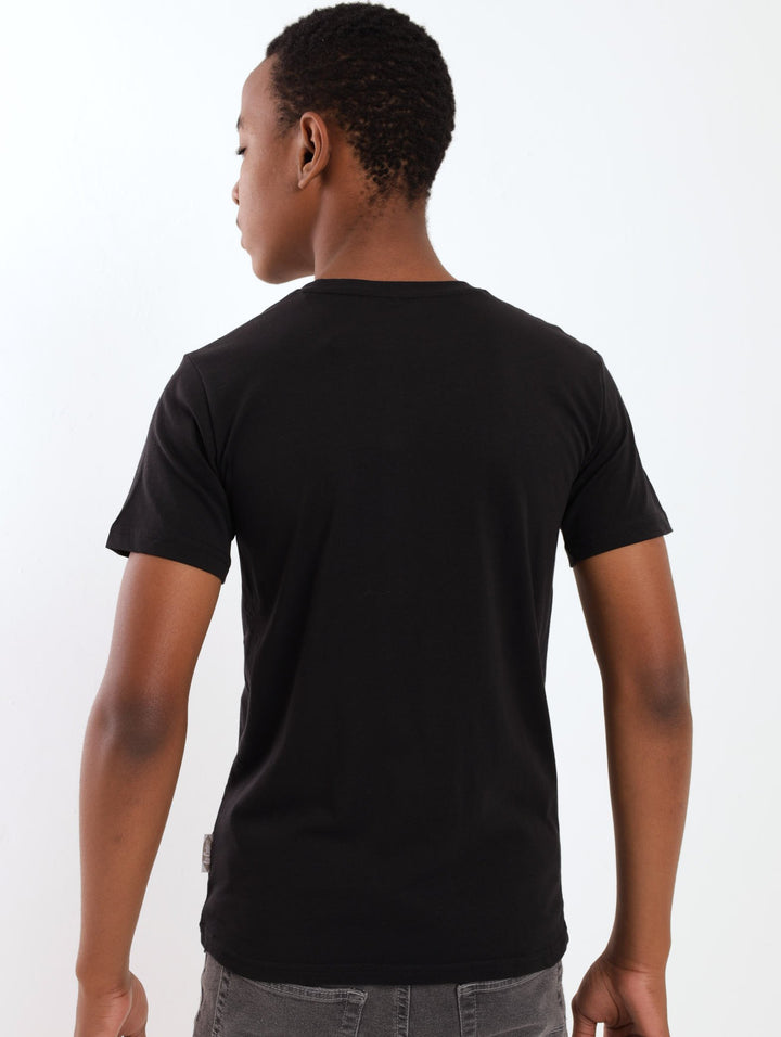 Boys Kenan Denim Printed Tee - Black