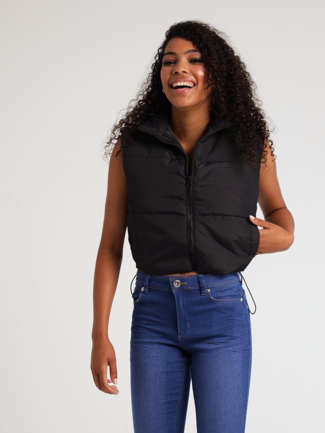 Ladies Sleeveless Puffer Jacket - Black