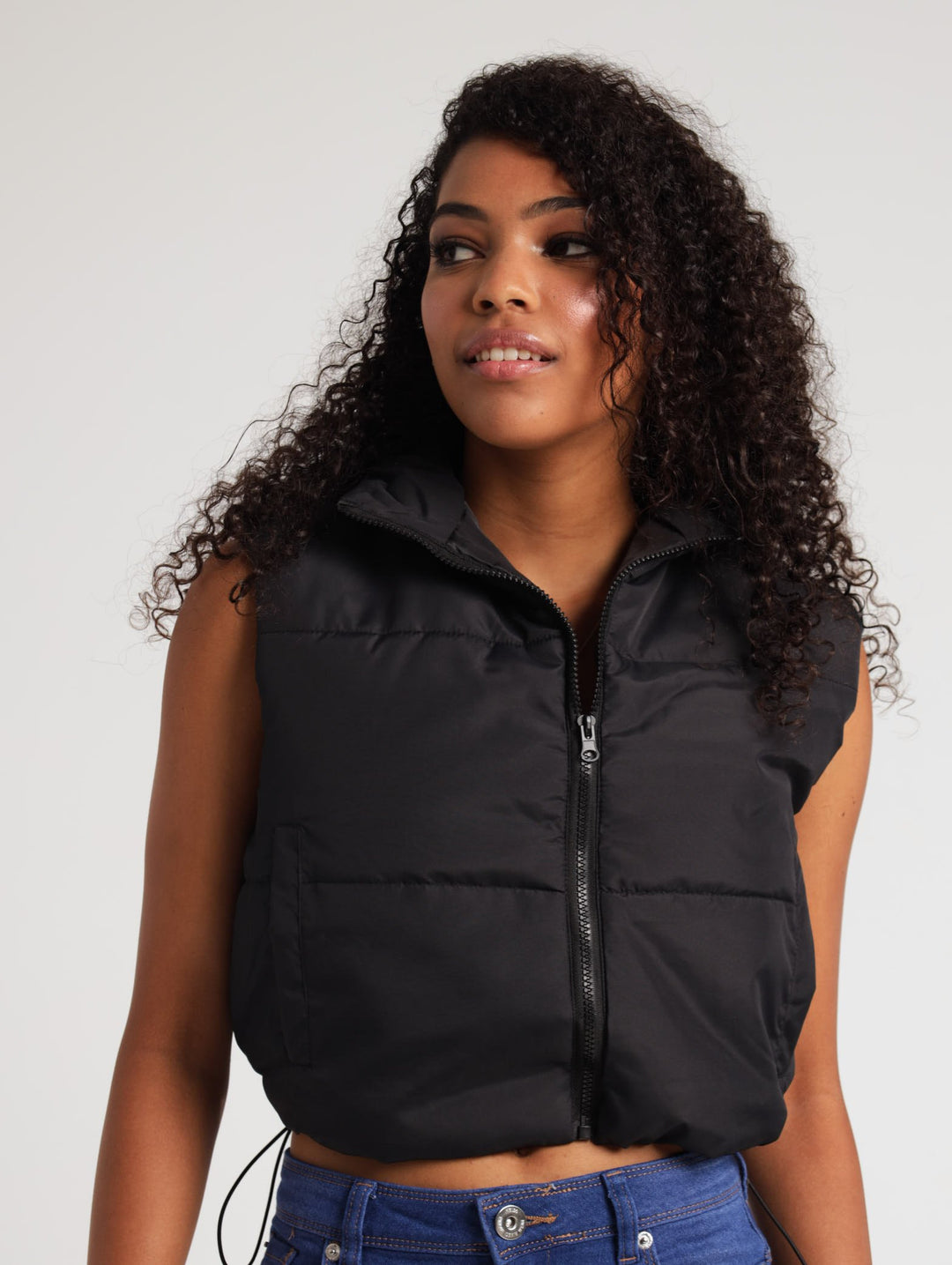 Ladies Sleeveless Puffer Jacket - Black