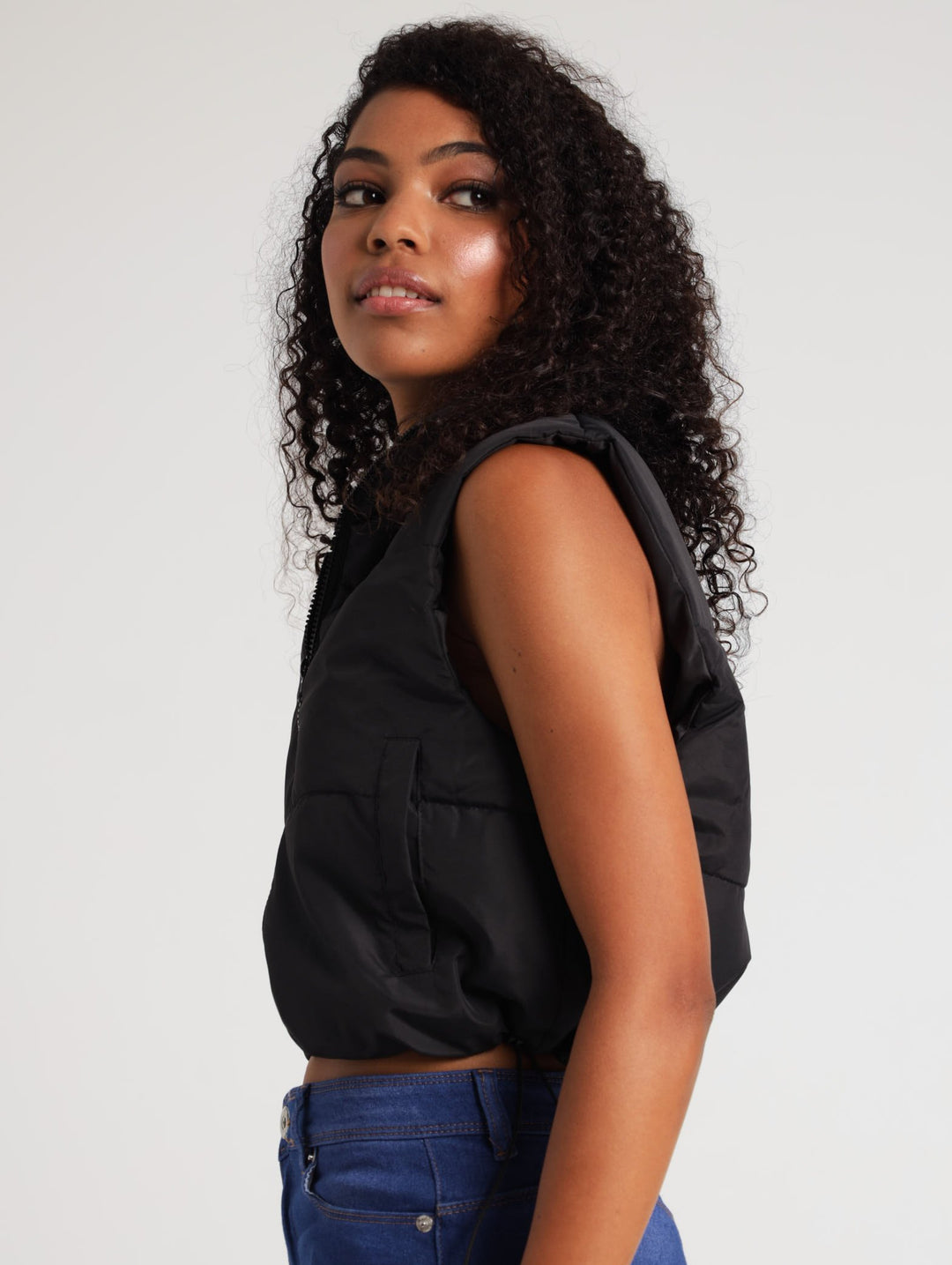 Ladies Sleeveless Puffer Jacket - Black