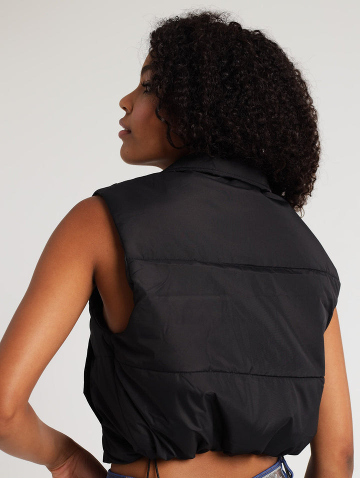Ladies Sleeveless Puffer Jacket - Black