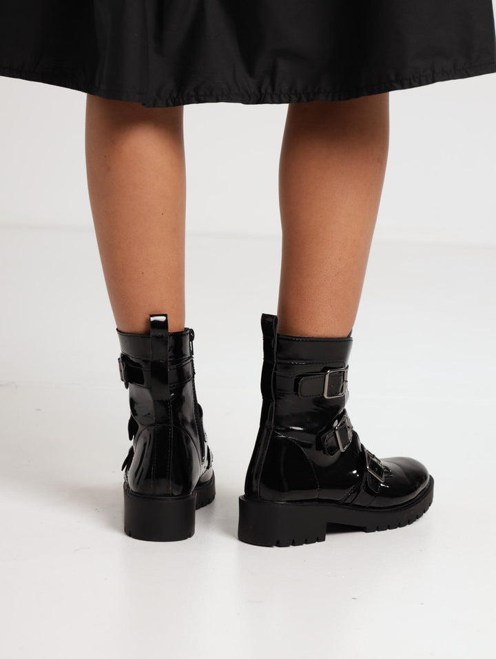 Ladies Buckle Ankle Boot - Black