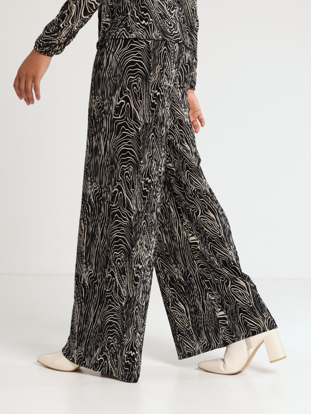 Ladies Bodre Swirl Print Pants - Black/White